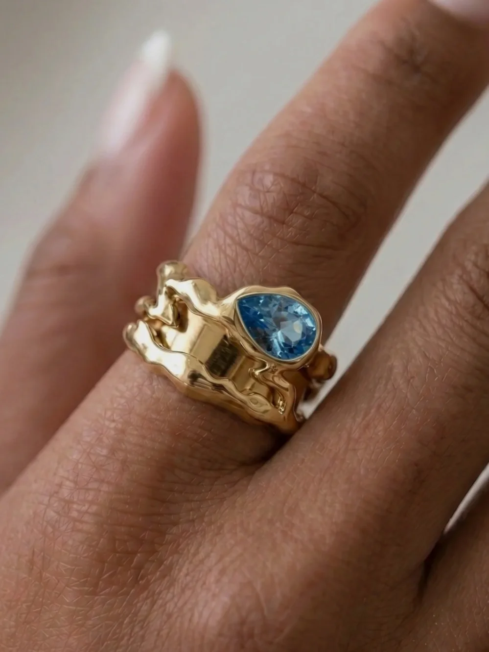 Steff Eleoff Gold Vermeille and Crystal Oura Ring 5 Cover size 9